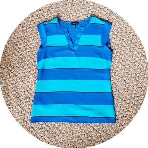 Blue and Aqua Striped Express Sleeveless Blouse